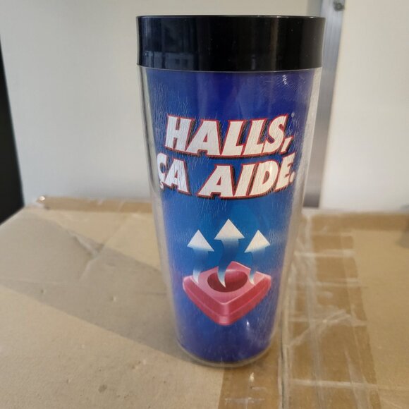 VINTAGE HALLS COUGH DROPS PLASTIC TRAVEL MUG "NO LID" SEE PICS GUC "BIN G" - Picture 3 of 8